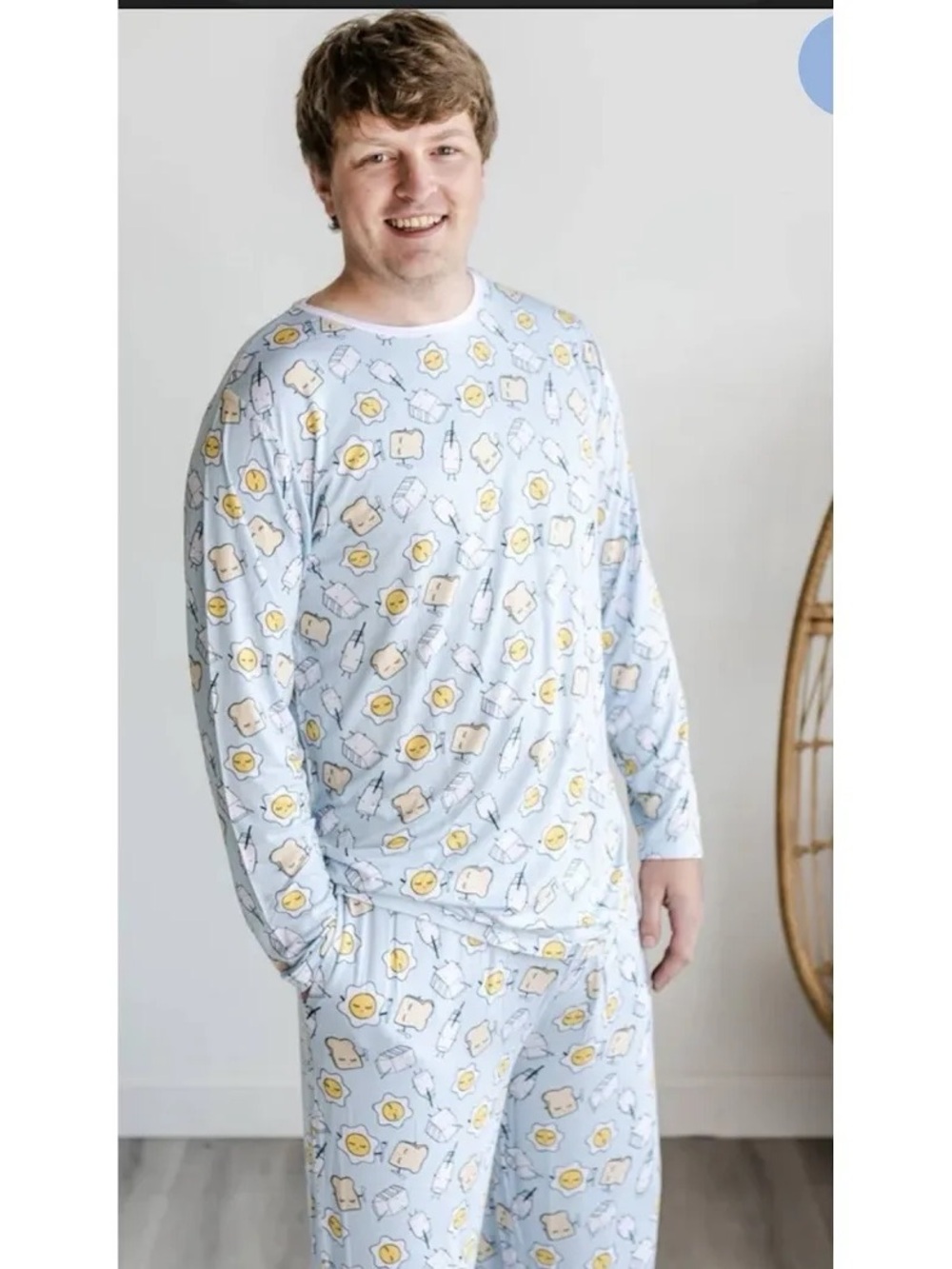 Little Sleepies Men’s Pajama Set - Blue Breakfast Buddies (Size Large)